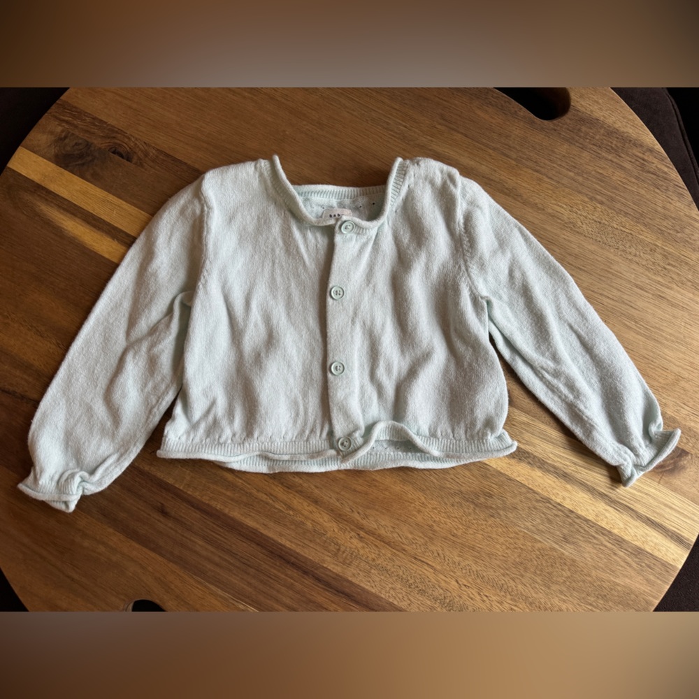 GAP Kids Aqua Teal Ruffle Button-Up Cardigan